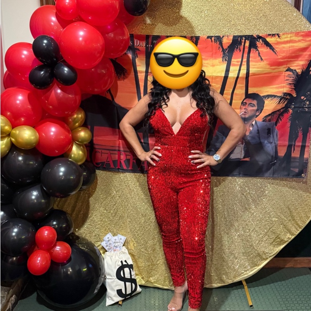 Sequins red body suit